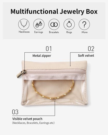 Travel Jewelry Case,Jewelry Box with 12 Velvet Jewelry Pouch Jewelry Travel Organizer for Women Girl Jewelry Case Necklace Rings Earrings Bags Wedding Gifts (White)