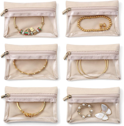 Travel Jewelry Case,Jewelry Box with 12 Velvet Jewelry Pouch Jewelry Travel Organizer for Women Girl Jewelry Case Necklace Rings Earrings Bags Wedding Gifts (White)