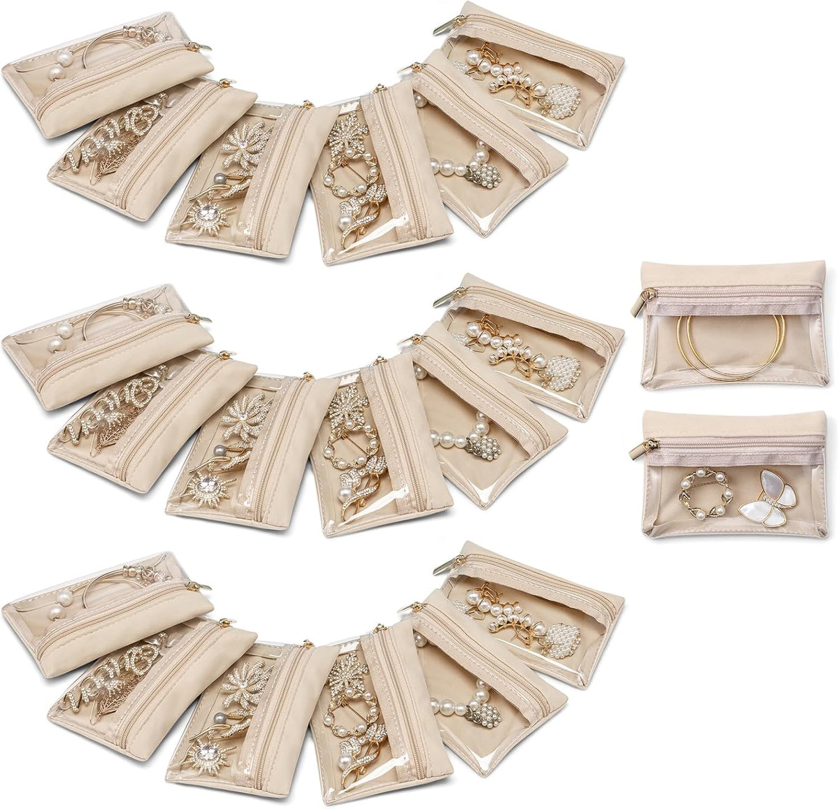 Travel Jewelry Case,Jewelry Box with 12 Velvet Jewelry Pouch Jewelry Travel Organizer for Women Girl Jewelry Case Necklace Rings Earrings Bags Wedding Gifts (White)