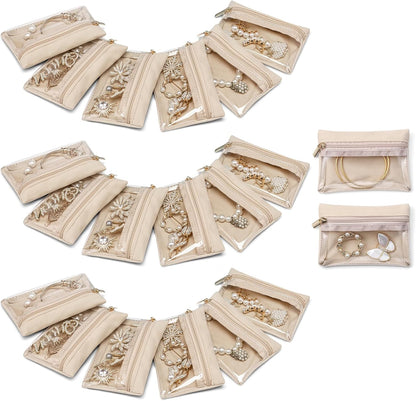 Travel Jewelry Case,Jewelry Box with 12 Velvet Jewelry Pouch Jewelry Travel Organizer for Women Girl Jewelry Case Necklace Rings Earrings Bags Wedding Gifts (White)
