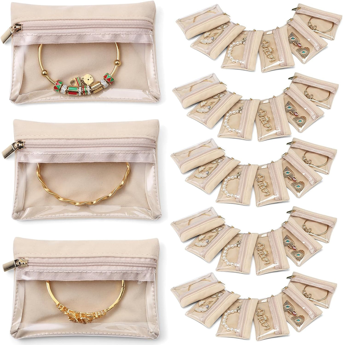 Travel Jewelry Case,Jewelry Box with 12 Velvet Jewelry Pouch Jewelry Travel Organizer for Women Girl Jewelry Case Necklace Rings Earrings Bags Wedding Gifts (White)