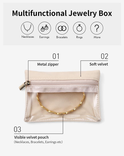Travel Jewelry Case,Jewelry Box with 12 Velvet Jewelry Pouch Jewelry Travel Organizer for Women Girl Jewelry Case Necklace Rings Earrings Bags Wedding Gifts (White)