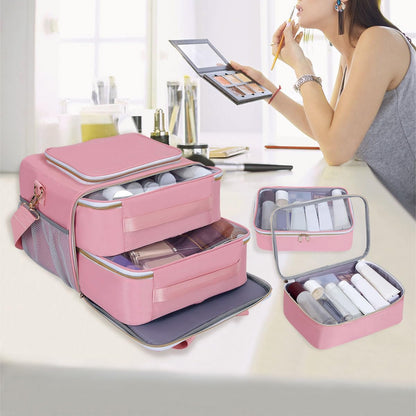 Large Makeup Bag for Women, Wide-Open Design Multifunctional Compartments, for Toiletries, Cosmetics, Brushes & Beauty Tools (Green)