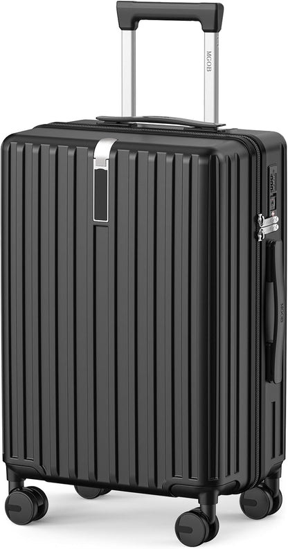 20 Inch Carry On Luggage 22x14x9 Airline Approved, PC Hardside Suitcase with TSA Lock, Lightweight Rolling Travel Suitcase with Spinner Wheels, Black
