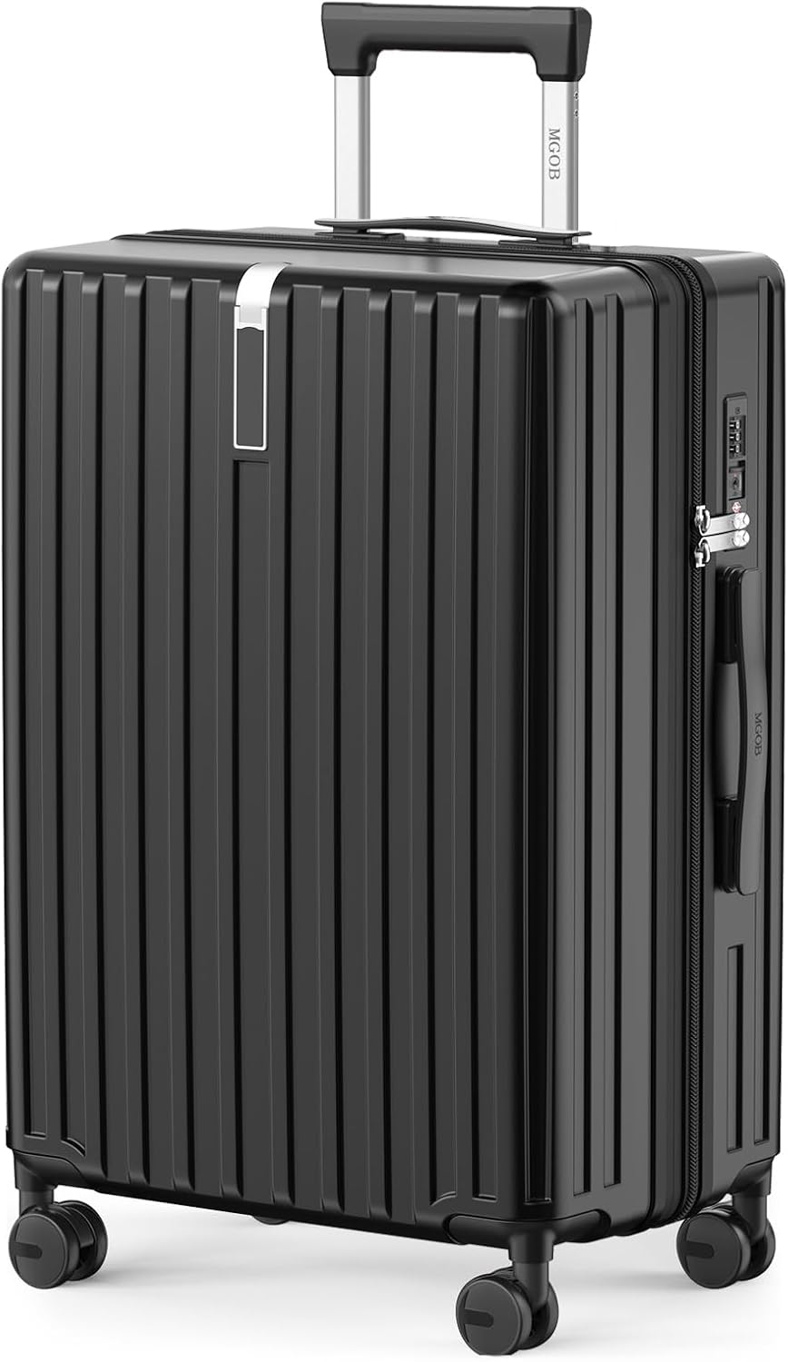 20 Inch Carry On Luggage 22x14x9 Airline Approved, PC Hardside Suitcase with TSA Lock, Lightweight Rolling Travel Suitcase with Spinner Wheels, Black