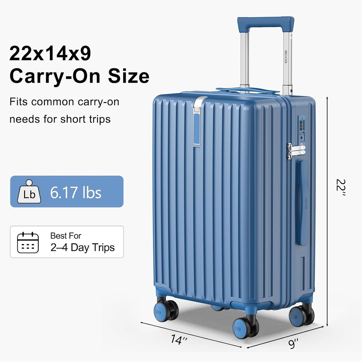 20 Inch Carry On Luggage 22x14x9 Airline Approved, PC Hardside Suitcase with TSA Lock, Lightweight Rolling Travel Suitcase with Spinner Wheels, Black