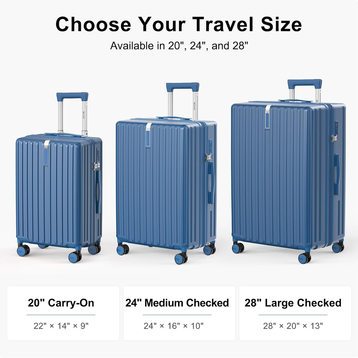 20 Inch Carry On Luggage 22x14x9 Airline Approved, PC Hardside Suitcase with TSA Lock, Lightweight Rolling Travel Suitcase with Spinner Wheels, Black