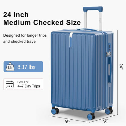20 Inch Carry On Luggage 22x14x9 Airline Approved, PC Hardside Suitcase with TSA Lock, Lightweight Rolling Travel Suitcase with Spinner Wheels, Black