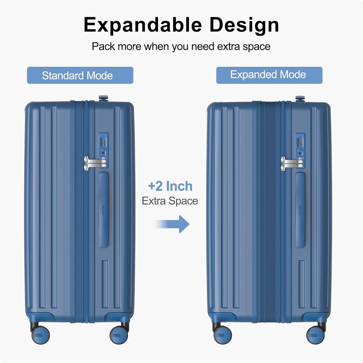 20 Inch Carry On Luggage 22x14x9 Airline Approved, PC Hardside Suitcase with TSA Lock, Lightweight Rolling Travel Suitcase with Spinner Wheels, Black