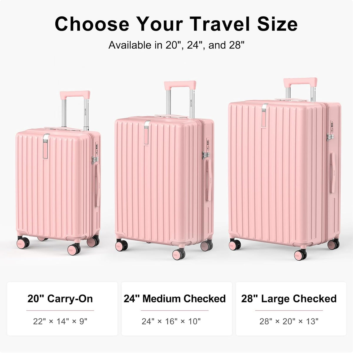 20 Inch Carry On Luggage 22x14x9 Airline Approved, PC Hardside Suitcase with TSA Lock, Lightweight Rolling Travel Suitcase with Spinner Wheels, Black