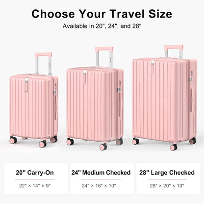 20 Inch Carry On Luggage 22x14x9 Airline Approved, PC Hardside Suitcase with TSA Lock, Lightweight Rolling Travel Suitcase with Spinner Wheels, Black