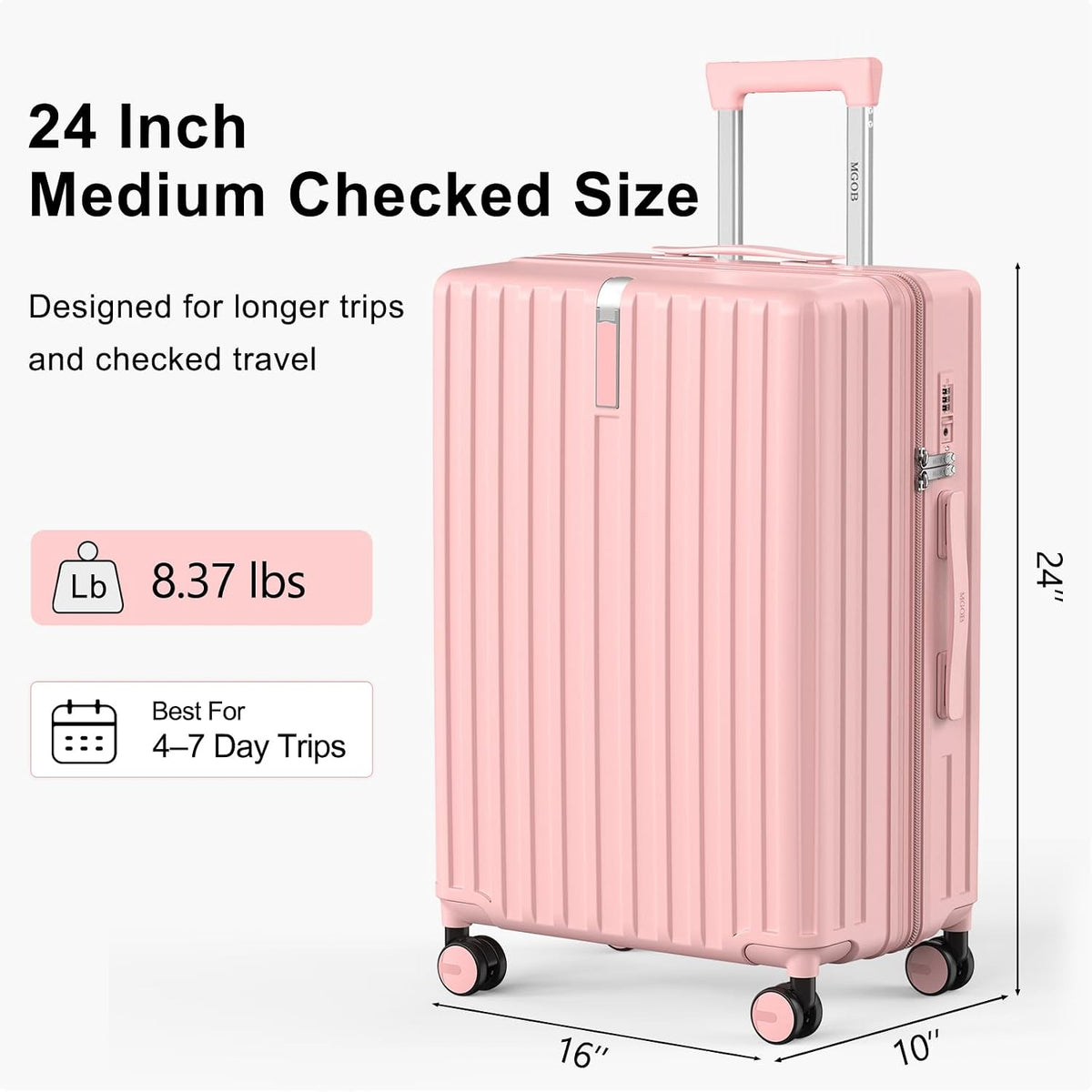 20 Inch Carry On Luggage 22x14x9 Airline Approved, PC Hardside Suitcase with TSA Lock, Lightweight Rolling Travel Suitcase with Spinner Wheels, Black