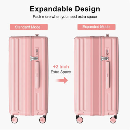 20 Inch Carry On Luggage 22x14x9 Airline Approved, PC Hardside Suitcase with TSA Lock, Lightweight Rolling Travel Suitcase with Spinner Wheels, Black