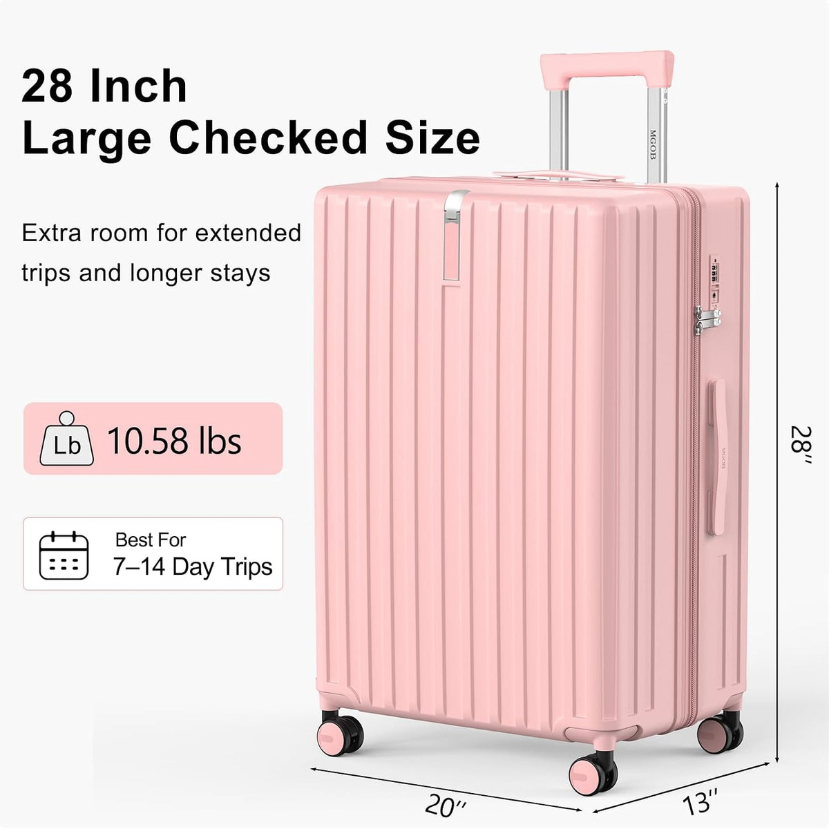 20 Inch Carry On Luggage 22x14x9 Airline Approved, PC Hardside Suitcase with TSA Lock, Lightweight Rolling Travel Suitcase with Spinner Wheels, Black