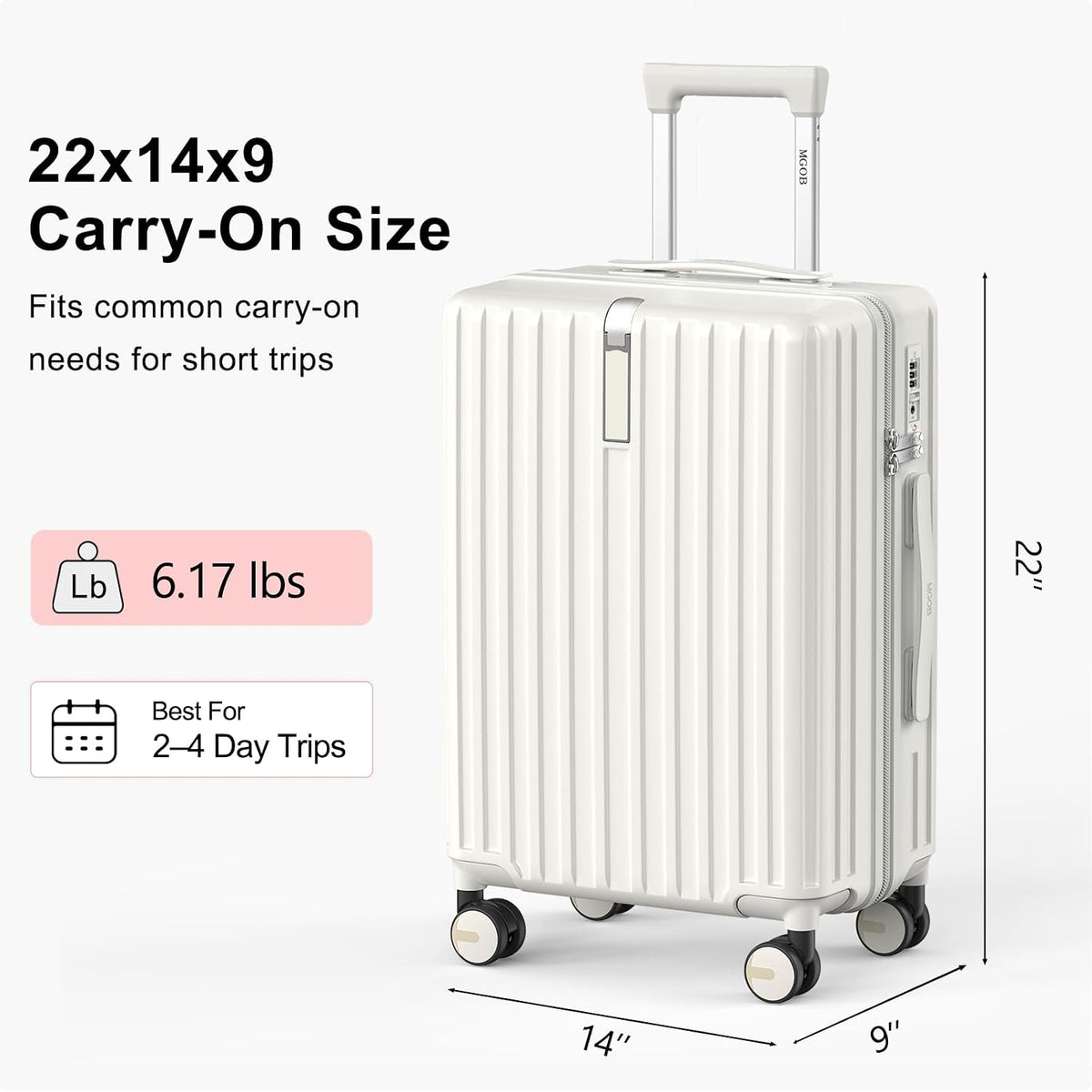 20 Inch Carry On Luggage 22x14x9 Airline Approved, PC Hardside Suitcase with TSA Lock, Lightweight Rolling Travel Suitcase with Spinner Wheels, Black