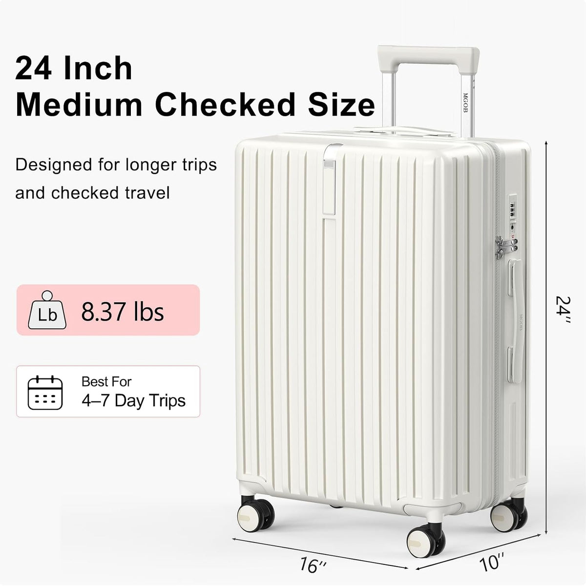 20 Inch Carry On Luggage 22x14x9 Airline Approved, PC Hardside Suitcase with TSA Lock, Lightweight Rolling Travel Suitcase with Spinner Wheels, Black