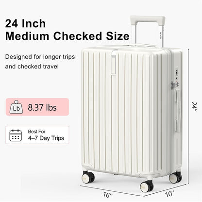 20 Inch Carry On Luggage 22x14x9 Airline Approved, PC Hardside Suitcase with TSA Lock, Lightweight Rolling Travel Suitcase with Spinner Wheels, Black