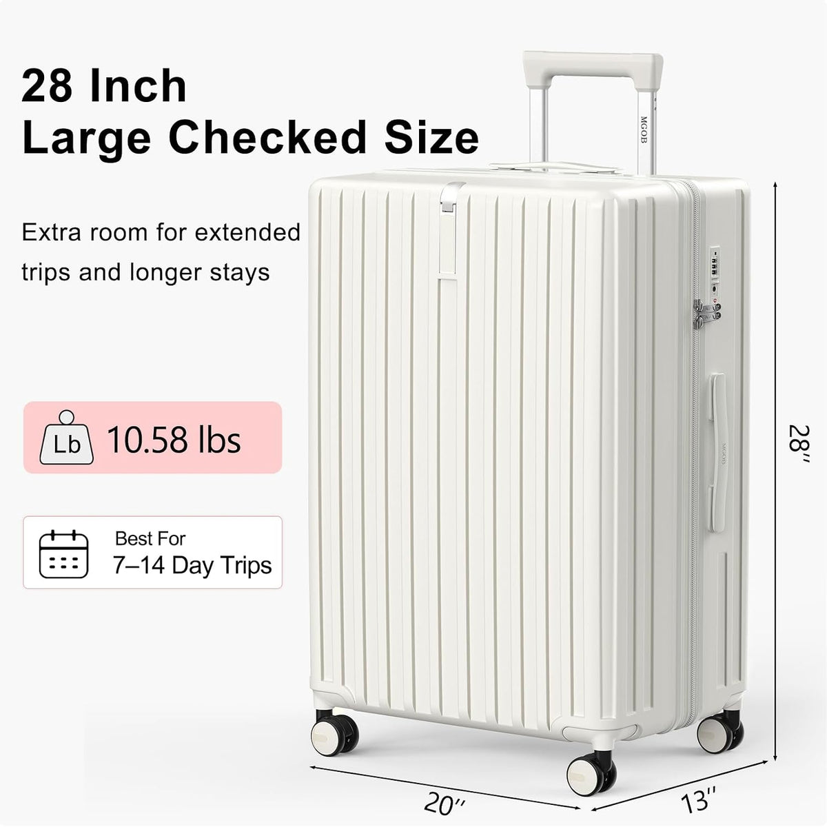 20 Inch Carry On Luggage 22x14x9 Airline Approved, PC Hardside Suitcase with TSA Lock, Lightweight Rolling Travel Suitcase with Spinner Wheels, Black