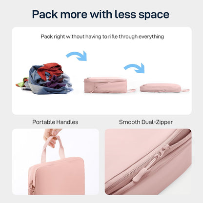 5 Set Ultra-Lightweight Compression Packing Cubes - Water Resistant Durable Travel Organizers Bags, Expandable Travel Accessories for Carry on, Luggage, Suitcase, Backpack (Pink)