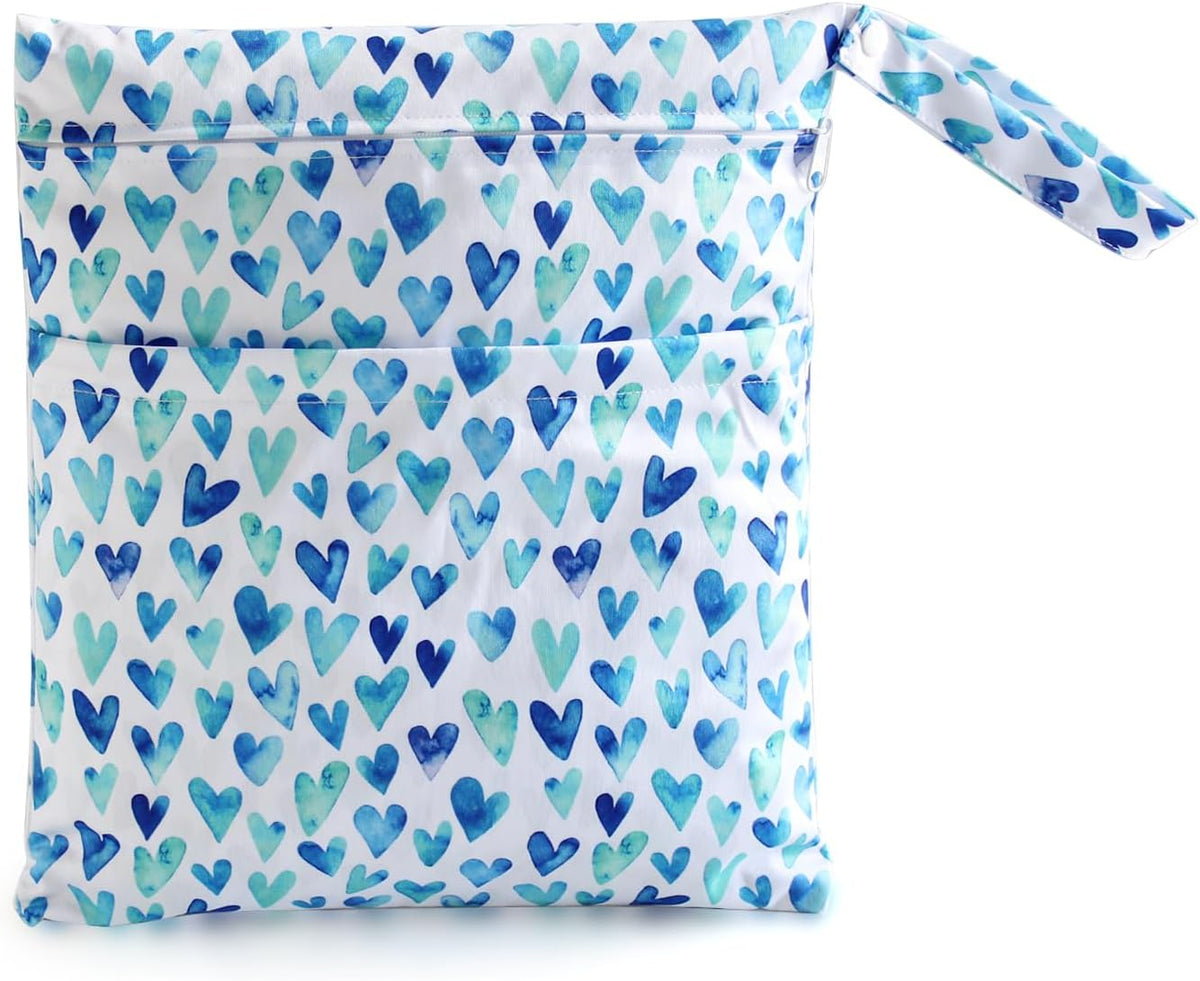 Waterproof Wetbag, Wet Bags for Baby Cloth Diapers and Soiled Clothes, Reusable Wet Bag for Swimsuit and Towels with Double Zipper Pockets, Travel Beach Pool Essentials