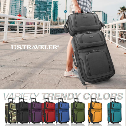 Rio Lightweight Softside Rolling Carry-on Suitcase, 4-Wheel Single, Light Blue
