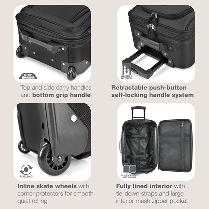 Rio Lightweight Softside Rolling Carry-on Suitcase, 4-Wheel Single, Light Blue
