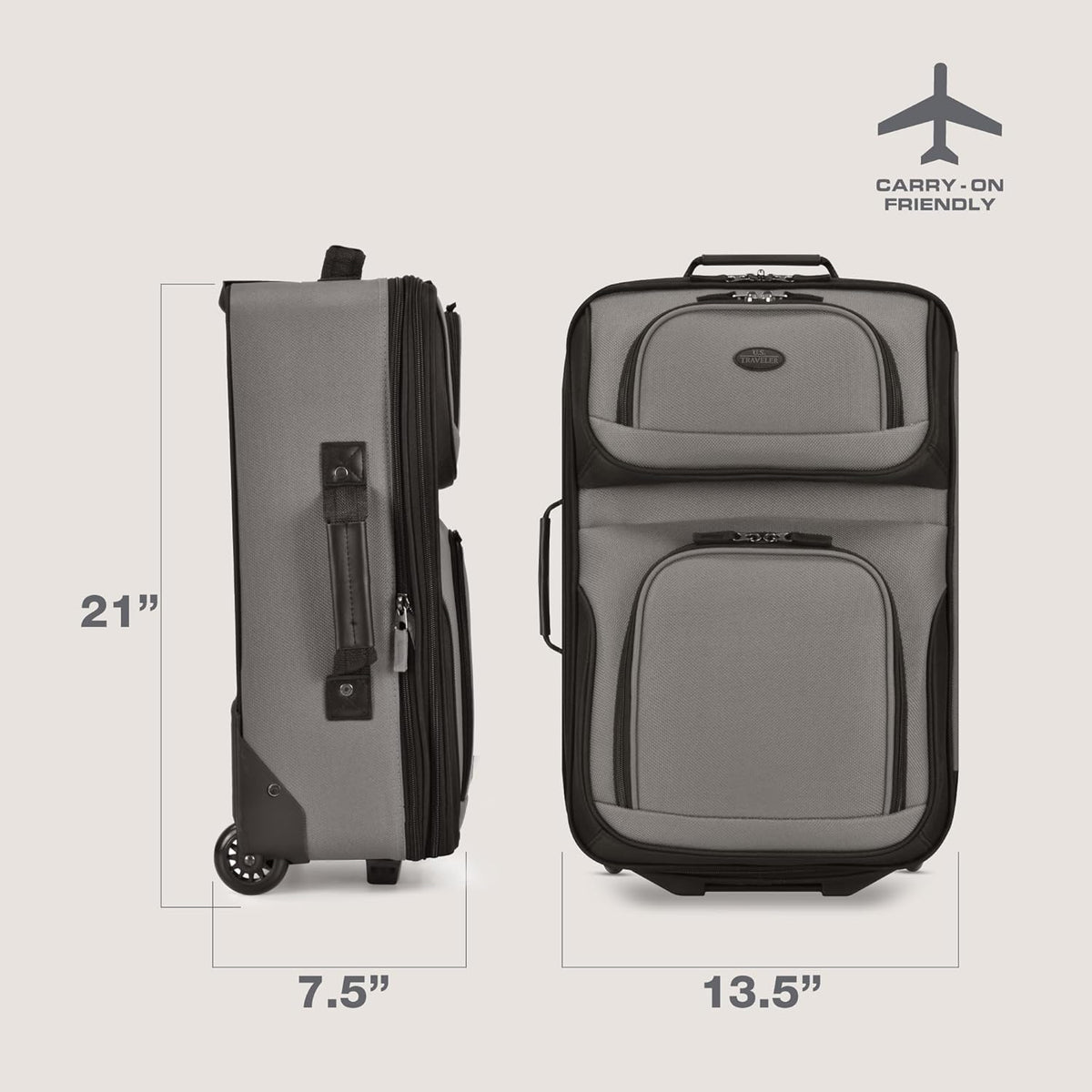 Rio Lightweight Softside Rolling Carry-on Suitcase, 4-Wheel Single, Light Blue