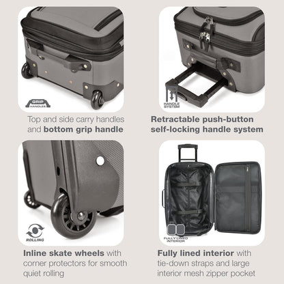 Rio Lightweight Softside Rolling Carry-on Suitcase, 4-Wheel Single, Light Blue
