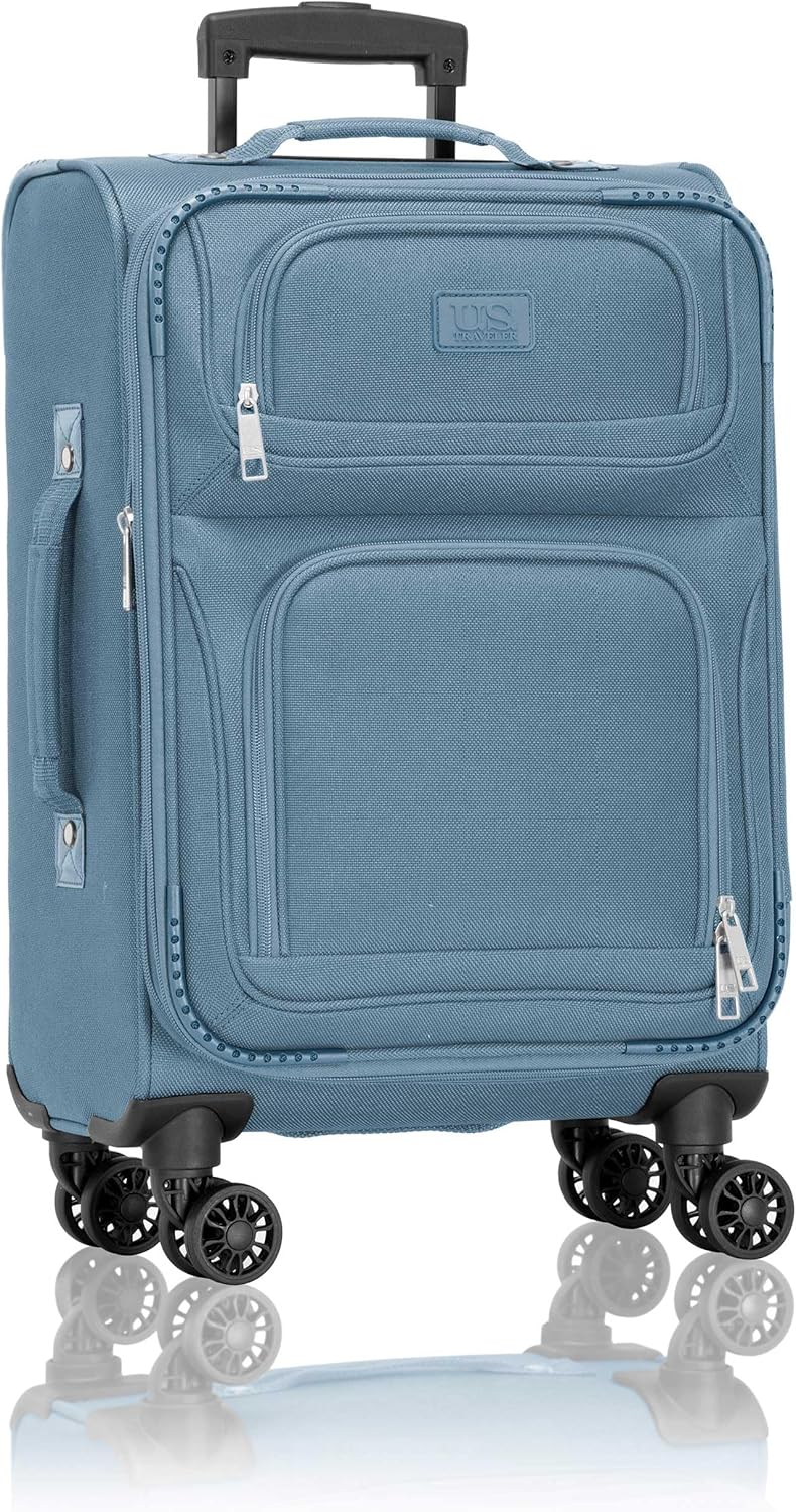 Rio Lightweight Softside Rolling Carry-on Suitcase, 4-Wheel Single, Light Blue
