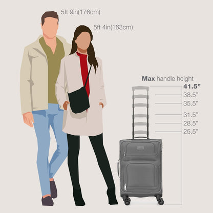 Rio Lightweight Softside Rolling Carry-on Suitcase, 4-Wheel Single, Light Blue