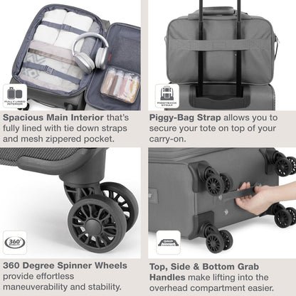 Rio Lightweight Softside Rolling Carry-on Suitcase, 4-Wheel Single, Light Blue
