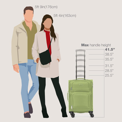 Rio Lightweight Softside Rolling Carry-on Suitcase, 4-Wheel Single, Light Blue
