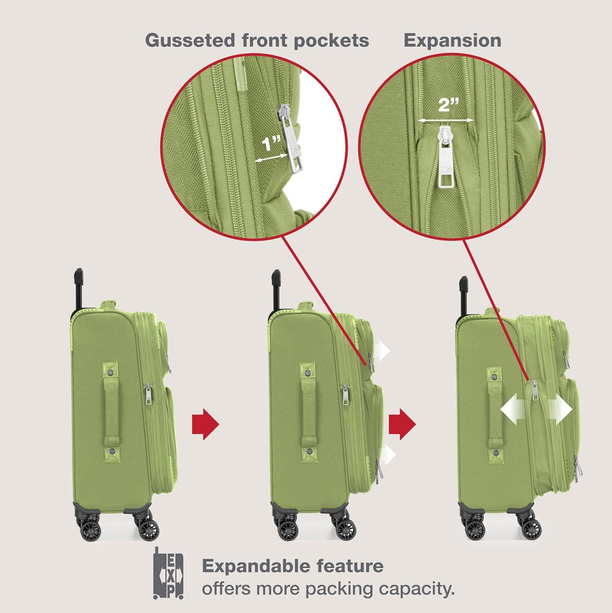 Rio Lightweight Softside Rolling Carry-on Suitcase, 4-Wheel Single, Light Blue