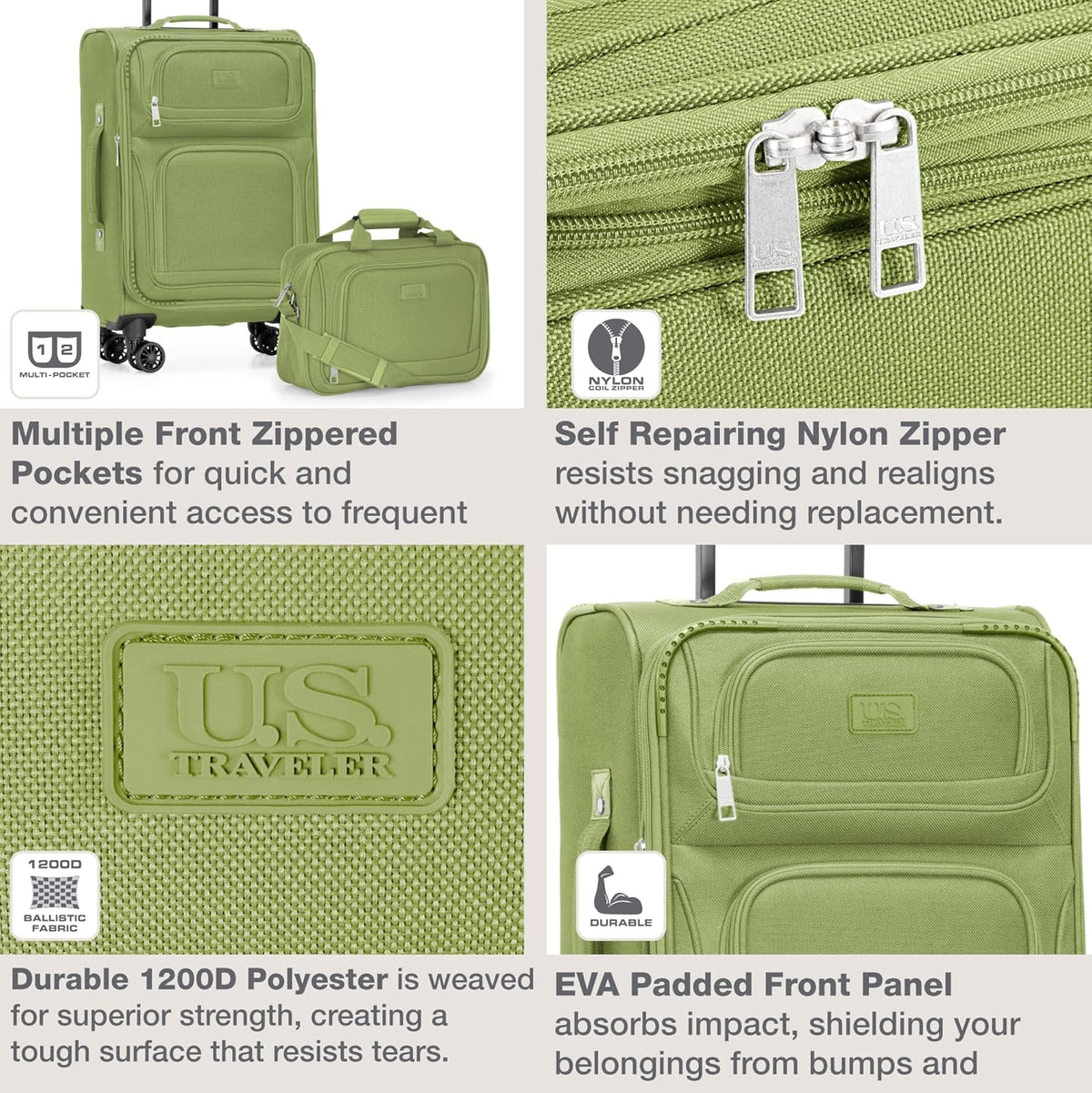 Rio Lightweight Softside Rolling Carry-on Suitcase, 4-Wheel Single, Light Blue