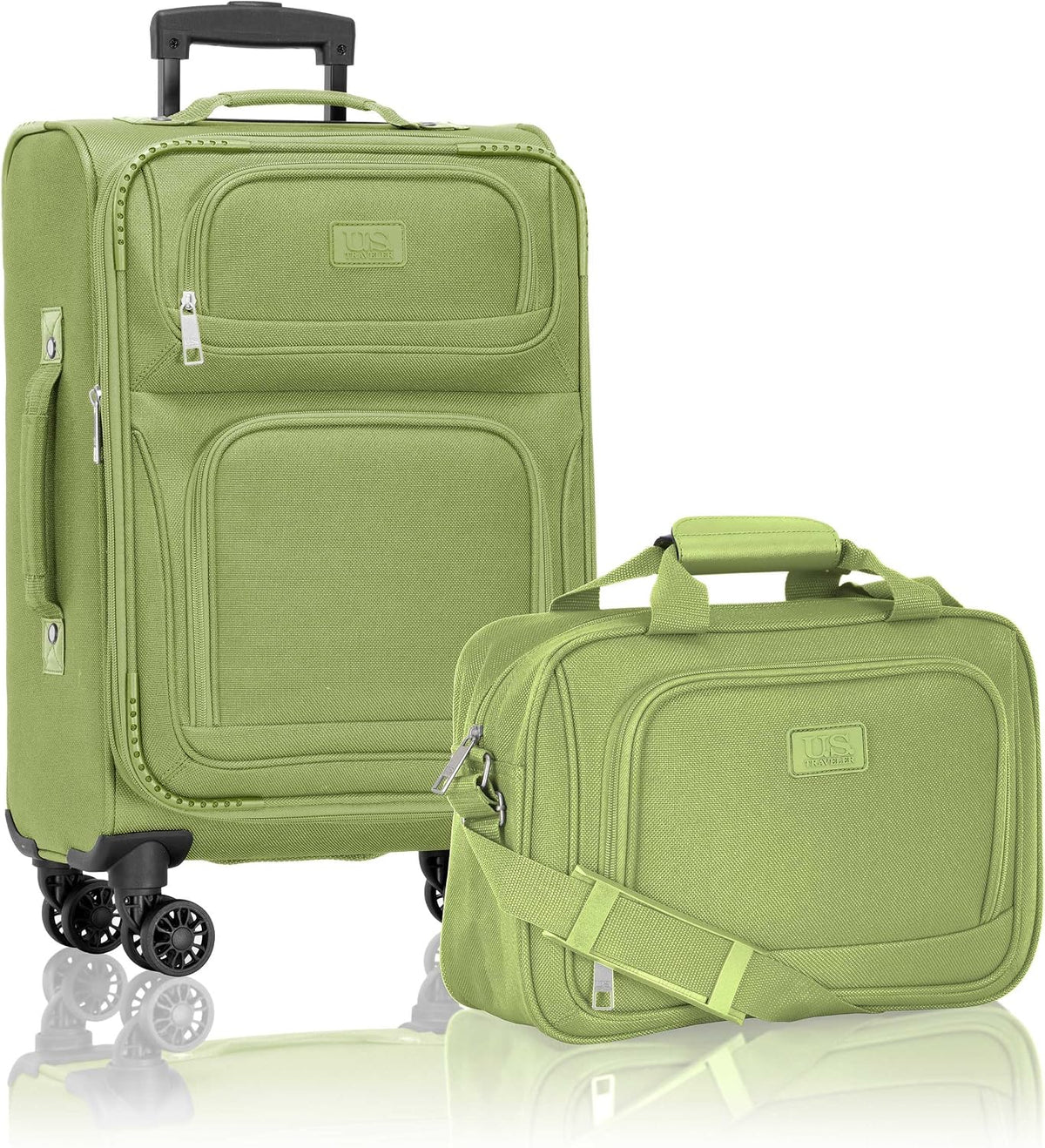Rio Lightweight Softside Rolling Carry-on Suitcase, 4-Wheel Single, Light Blue