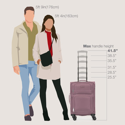 Rio Lightweight Softside Rolling Carry-on Suitcase, 4-Wheel Single, Light Blue