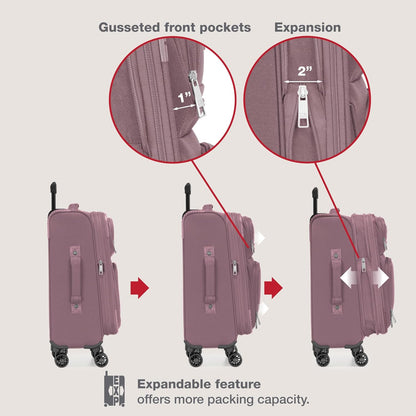 Rio Lightweight Softside Rolling Carry-on Suitcase, 4-Wheel Single, Light Blue