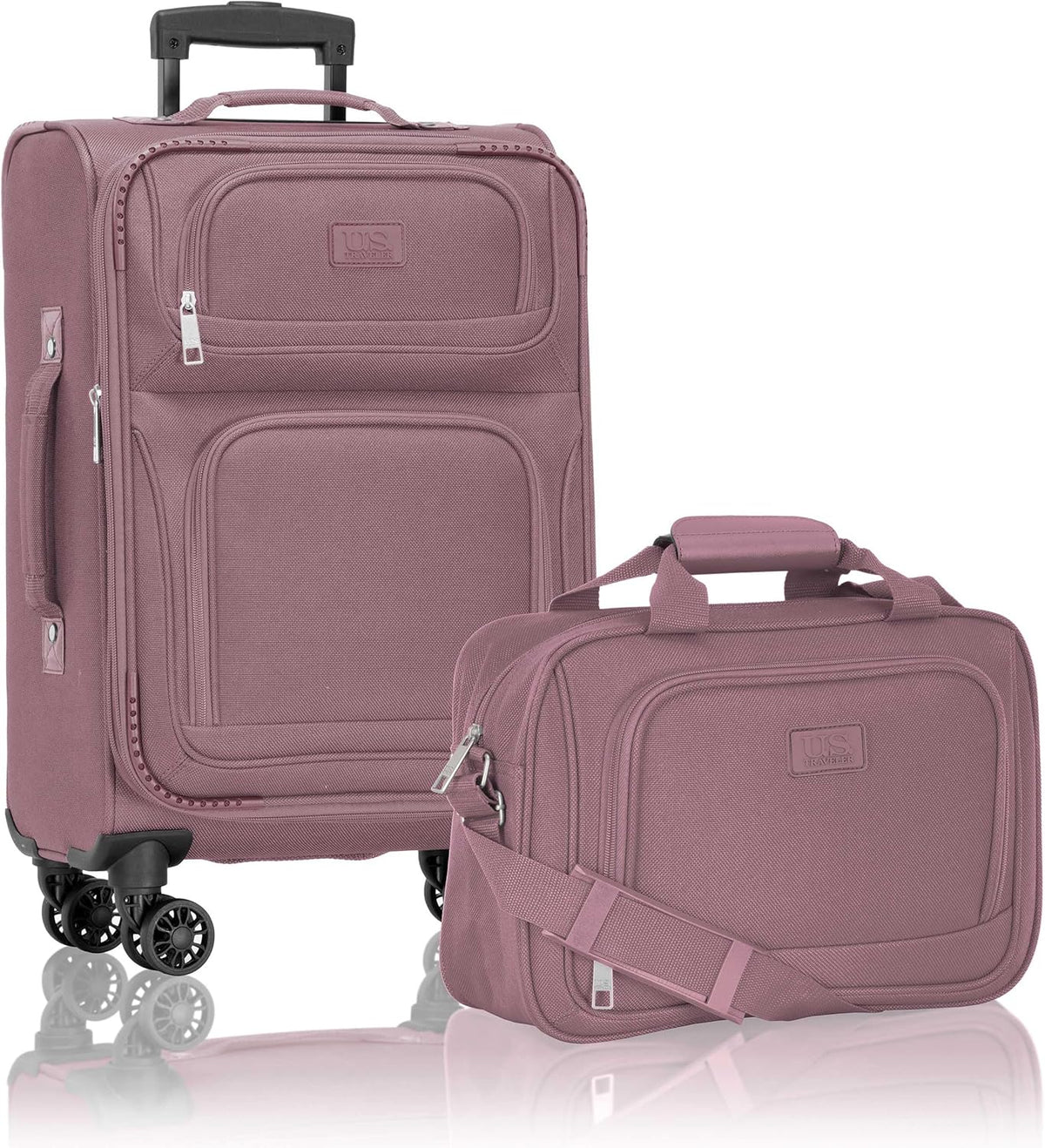 Rio Lightweight Softside Rolling Carry-on Suitcase, 4-Wheel Single, Light Blue