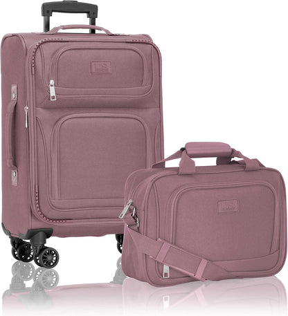 Rio Lightweight Softside Rolling Carry-on Suitcase, 4-Wheel Single, Light Blue