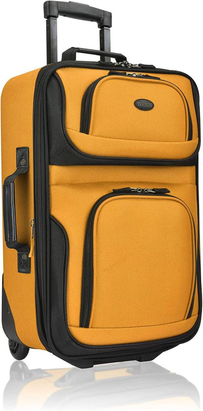 Rio Lightweight Softside Rolling Carry-on Suitcase, 4-Wheel Single, Light Blue