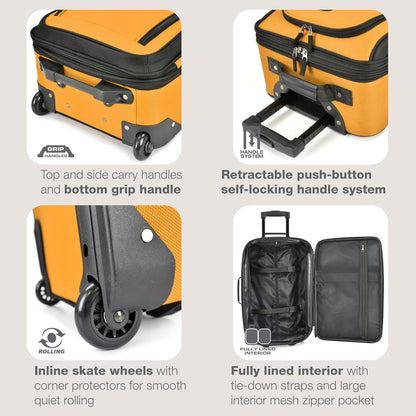 Rio Lightweight Softside Rolling Carry-on Suitcase, 4-Wheel Single, Light Blue