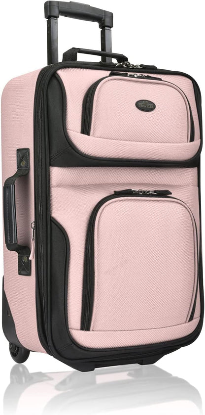 Rio Lightweight Softside Rolling Carry-on Suitcase, 4-Wheel Single, Light Blue