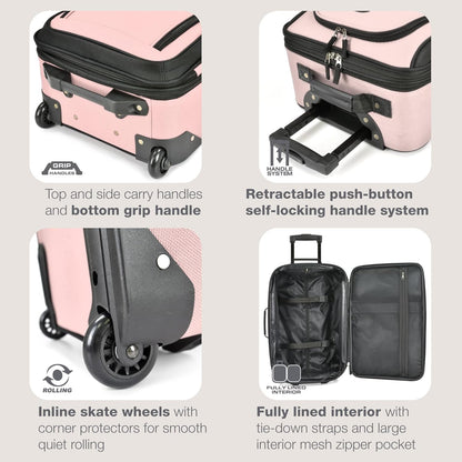 Rio Lightweight Softside Rolling Carry-on Suitcase, 4-Wheel Single, Light Blue