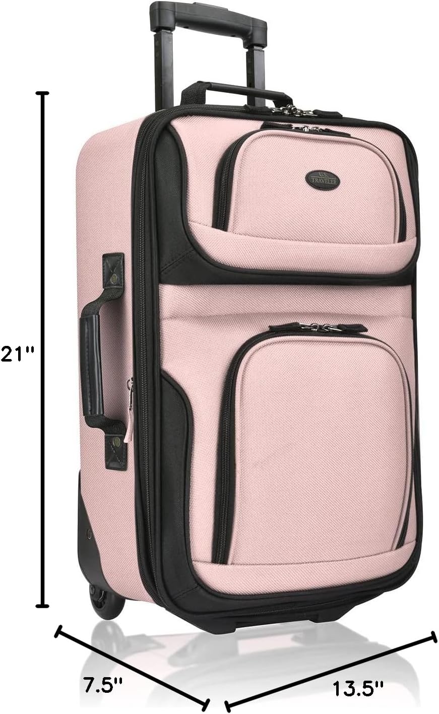 Rio Lightweight Softside Rolling Carry-on Suitcase, 4-Wheel Single, Light Blue