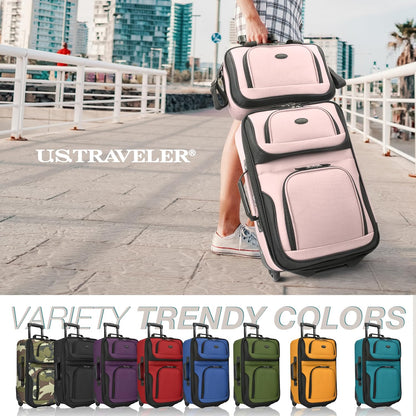 Rio Lightweight Softside Rolling Carry-on Suitcase, 4-Wheel Single, Light Blue