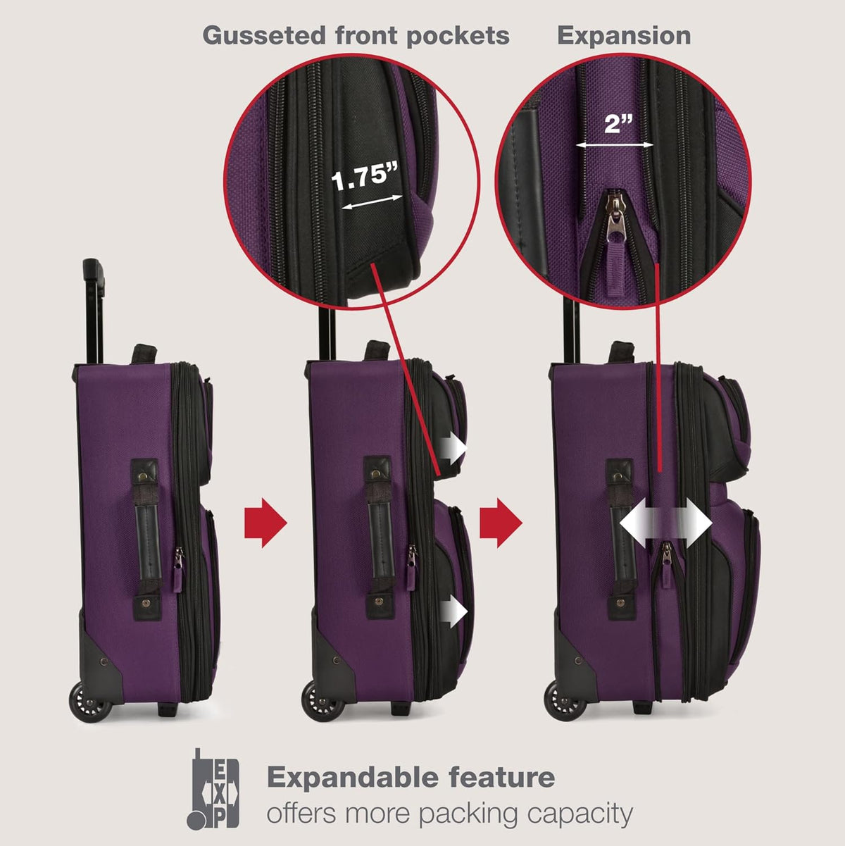 Rio Lightweight Softside Rolling Carry-on Suitcase, 4-Wheel Single, Light Blue