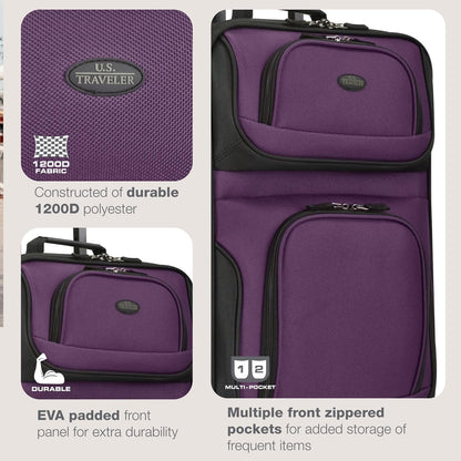 Rio Lightweight Softside Rolling Carry-on Suitcase, 4-Wheel Single, Light Blue