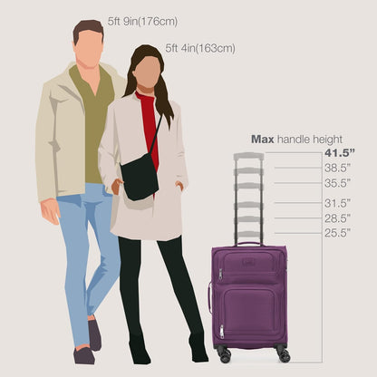 Rio Lightweight Softside Rolling Carry-on Suitcase, 4-Wheel Single, Light Blue