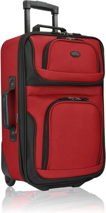 Rio Lightweight Softside Rolling Carry-on Suitcase, 4-Wheel Single, Light Blue