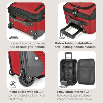 Rio Lightweight Softside Rolling Carry-on Suitcase, 4-Wheel Single, Light Blue